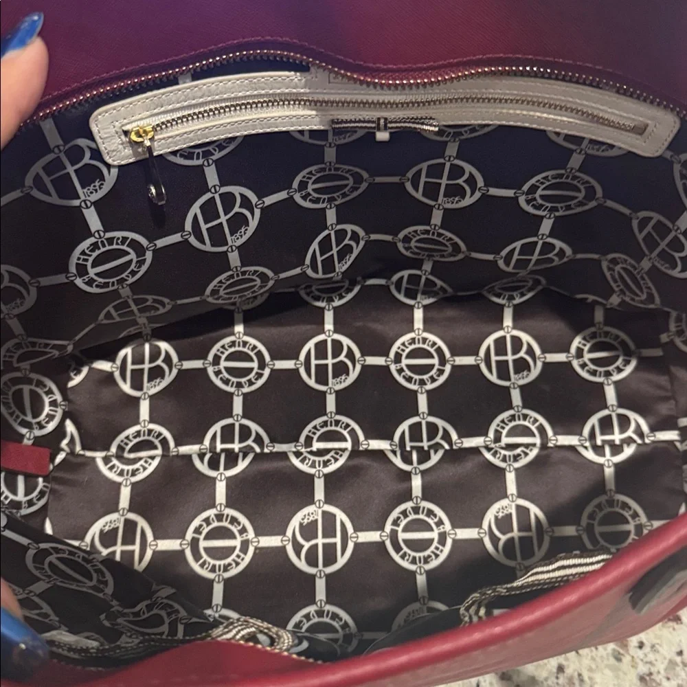 henri bendel Burgundy Tote with Gold Charm